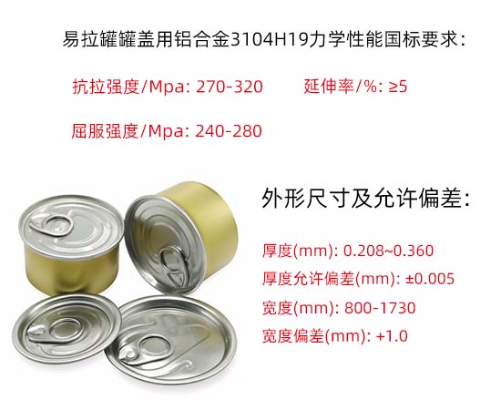 易拉罐罐蓋用鋁合金5052、3004